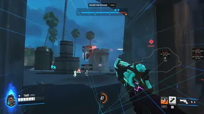Overwatch 2 player ESP boxes, health, and outlines on a night payload map