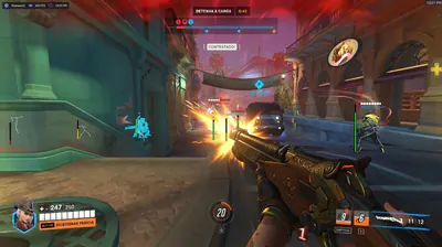 Overwatch 2 ESP outlines and health bars while escorting a payload on Havana