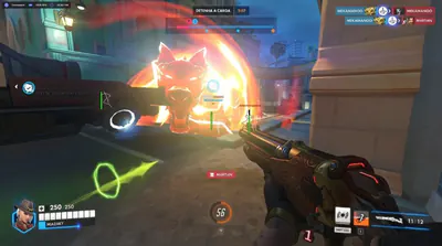 Overwatch 2 skeleton ESP and health bars during a Havana night fight