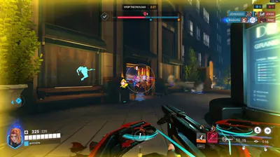 Overwatch 2 wallhack silhouette ESP through a building on King’s Row
